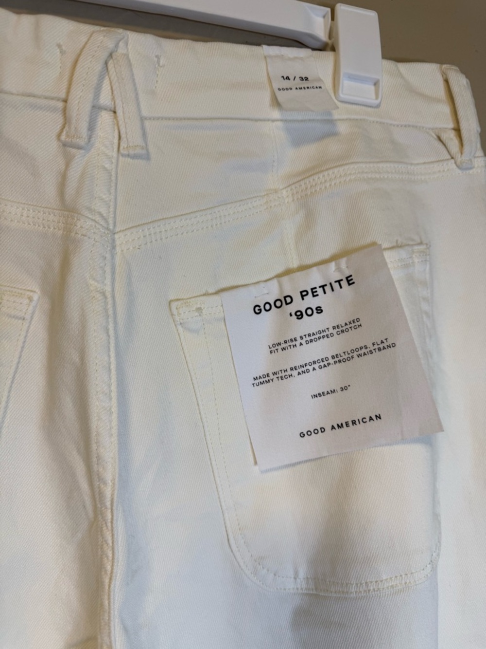 Good American Petite 90s Relaxed Wide Straight Jeans Cloud White Sz 14/32 - Picture 4 of 13